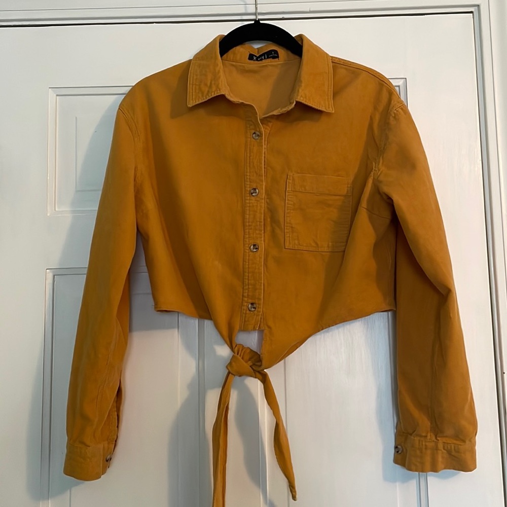 Fall tie front long sleeve shirt